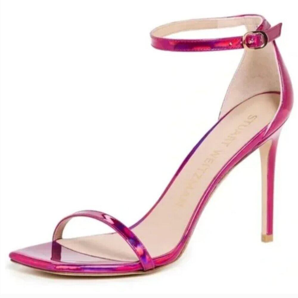 Stuart Weitzman Nudistcurve 100 Ankle Strap High Heel Sandals Size 5.5